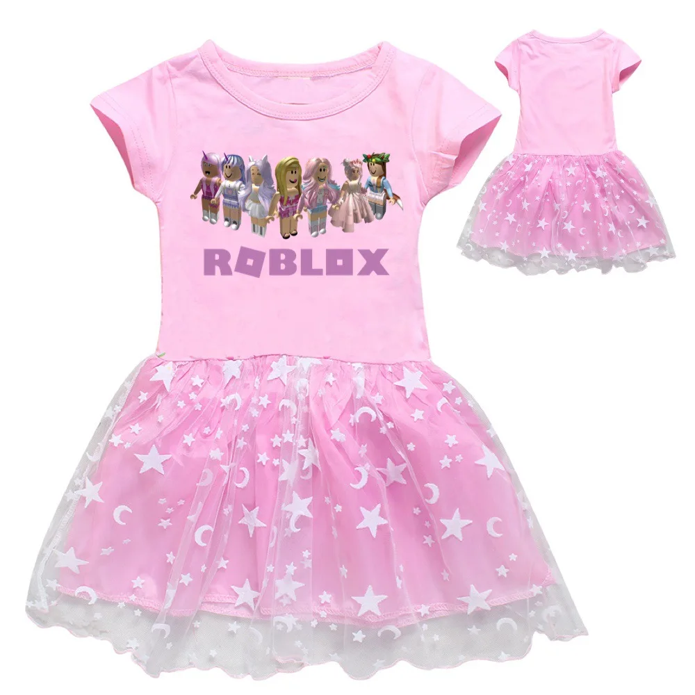 

Baby Girls ROBLOXing Pink Dress Rainbow Princess Kids Party Dress Children birthday Costume Halloween Cosplay Costume for gift