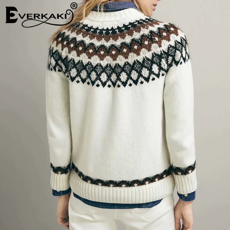 Everkaki вязаные свитера пуловеры женские Boho осень зима цыганские элегантные женские богемные пуловеры свитер женский