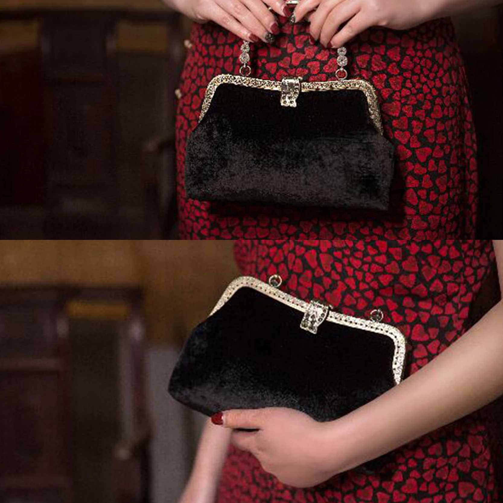 

Original handmade velvet Chinese style vintage bag for dinner party bag