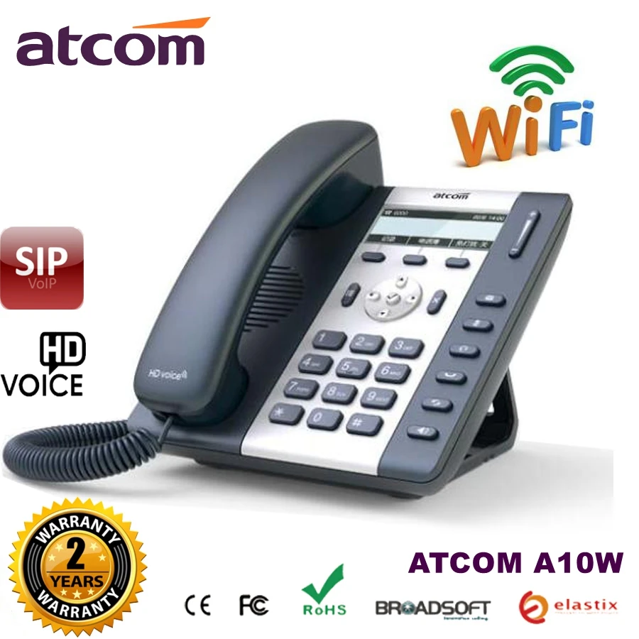 

Brand ATCOM A10W WIFI VoIP SIP Phone supports 3 sip lines business wireless Desktop IP telephone SOHO office device
