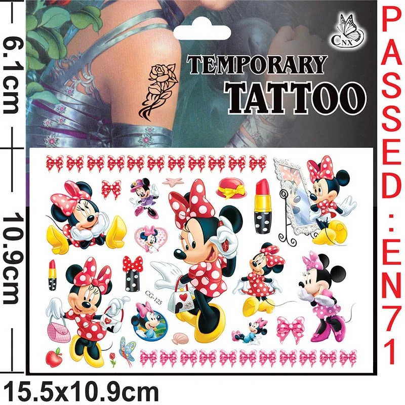 Minnie Mouse Theme beautiful Disposable Birthday Party Decorations Kids Girl Party Supplies Decoration Tableware Set - Цвет: 1pcs Tattoo sticker