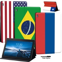 tablet case for lenovo tab m10e10smart tab m10 fhd plus national flag pattern dust proof leather flip cover case stylus