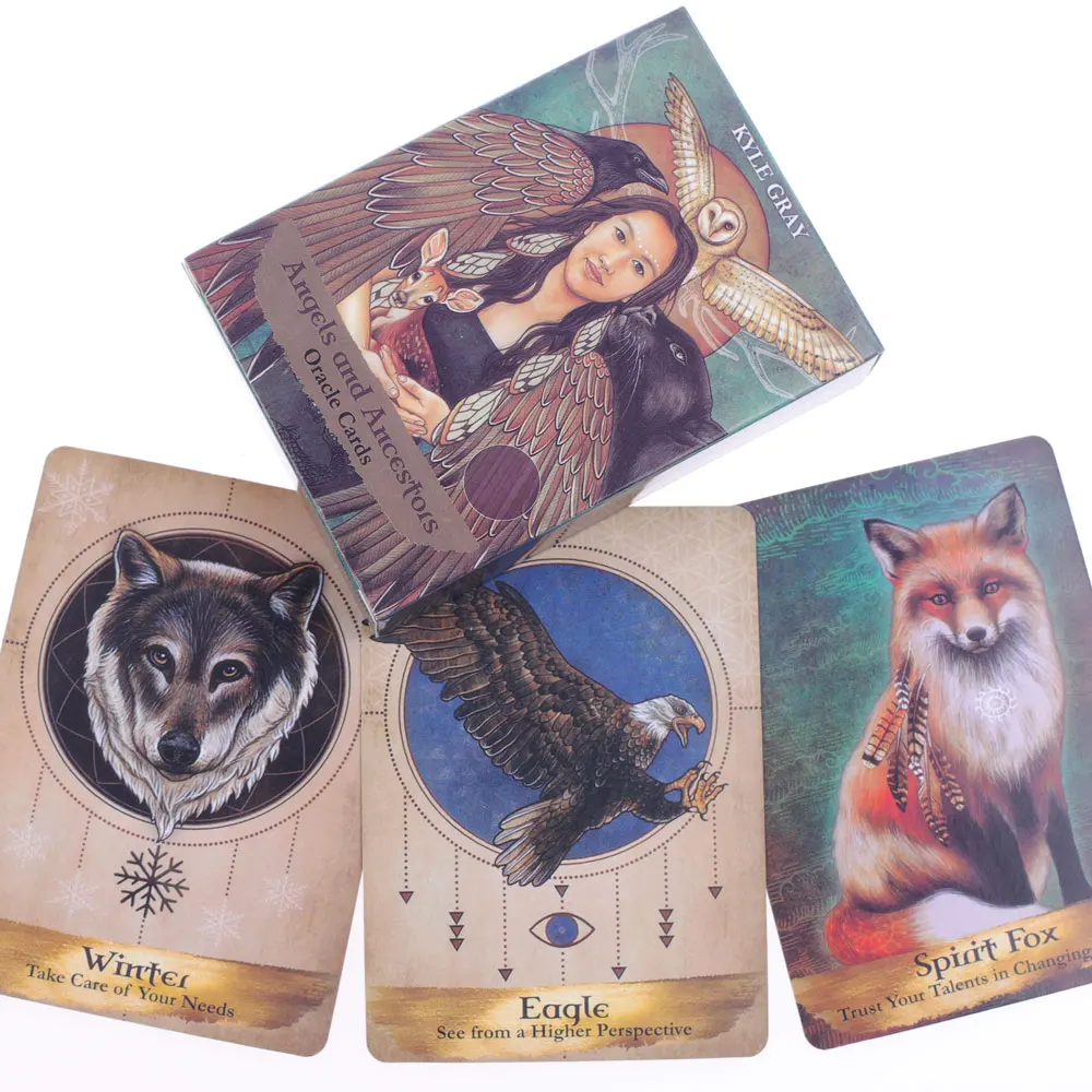 

Full English 55pcs Tarot Cards Deck and Guidebook Angels and Ancestors Oracle Cards Read Fate Family Party Board Game