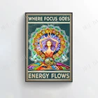 Плакат для йоги-плакат с потоками энергии, винтажное художественное украшение на стену для йоги, плакат с чакрами намате, печать хиппи души