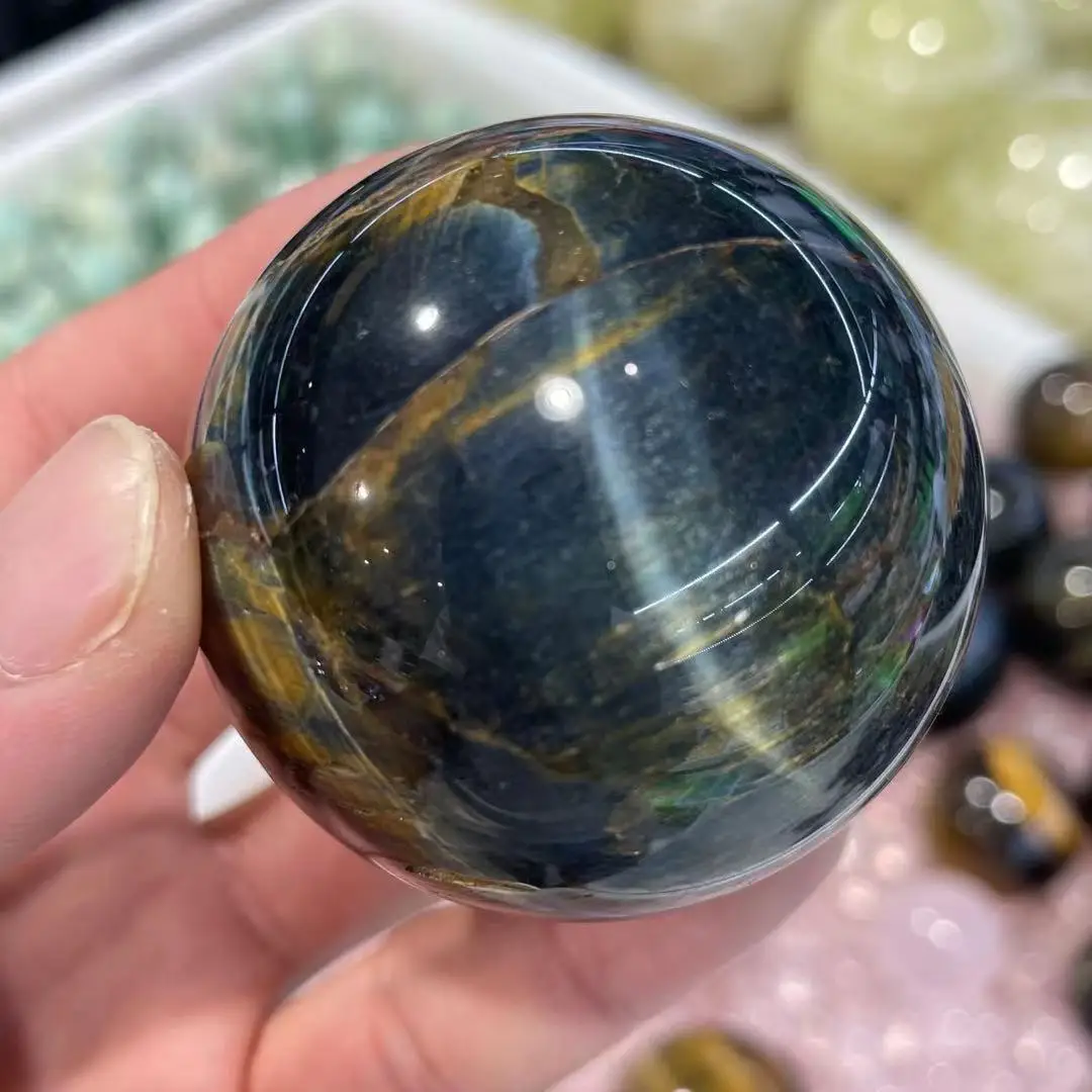 

Natural Blue Tiger Eye Rare Sphere Healing Reiki Stones Gemstone Crafts Minerals 1PC
