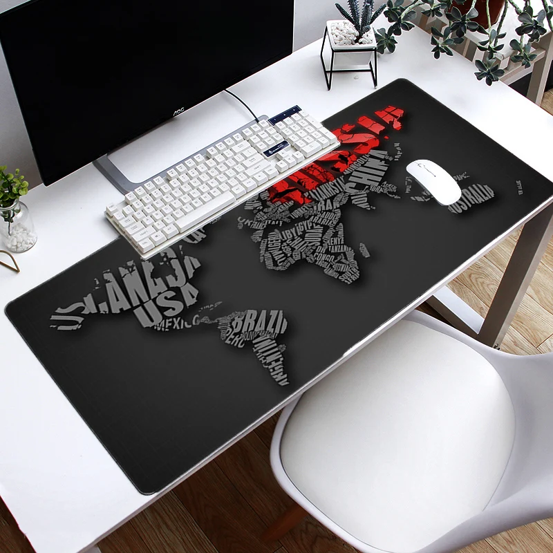 

Large Gaming Mouse Pad world map pattern Mouse Mat Lock Edge Desk Mat Natural Rubber Non-slip Mousepad for Computer Laptop CS