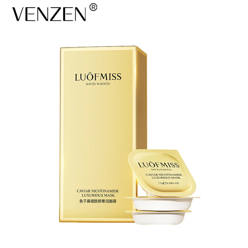 

VENZEN Pudding Sleeping Mask Moisturizing Refreshing Oil Control Golden Facial Mask Deep Cleaning Brightening Skin Tone 6pcs/set