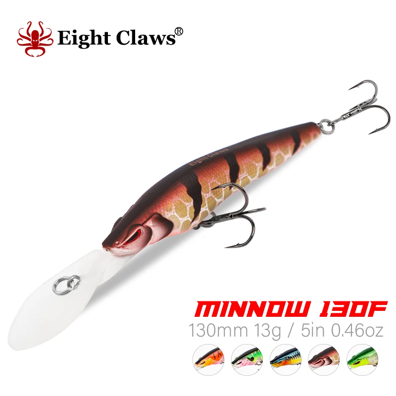 

EIGHT CLAWS 3PCS/5PCS Minnow Jerkbait Fishing Wobbler 130mm 13g Hot Model Artificial Hard Bait Floating Water Crankbait Isca