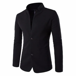 Пиджак мужской облегающий с воротником-стойкой и прострочкой