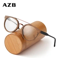 azb round wood myopia optical glasses frame men women rx prescription eyeglasses reading frames spectacles korea eyewear 2020