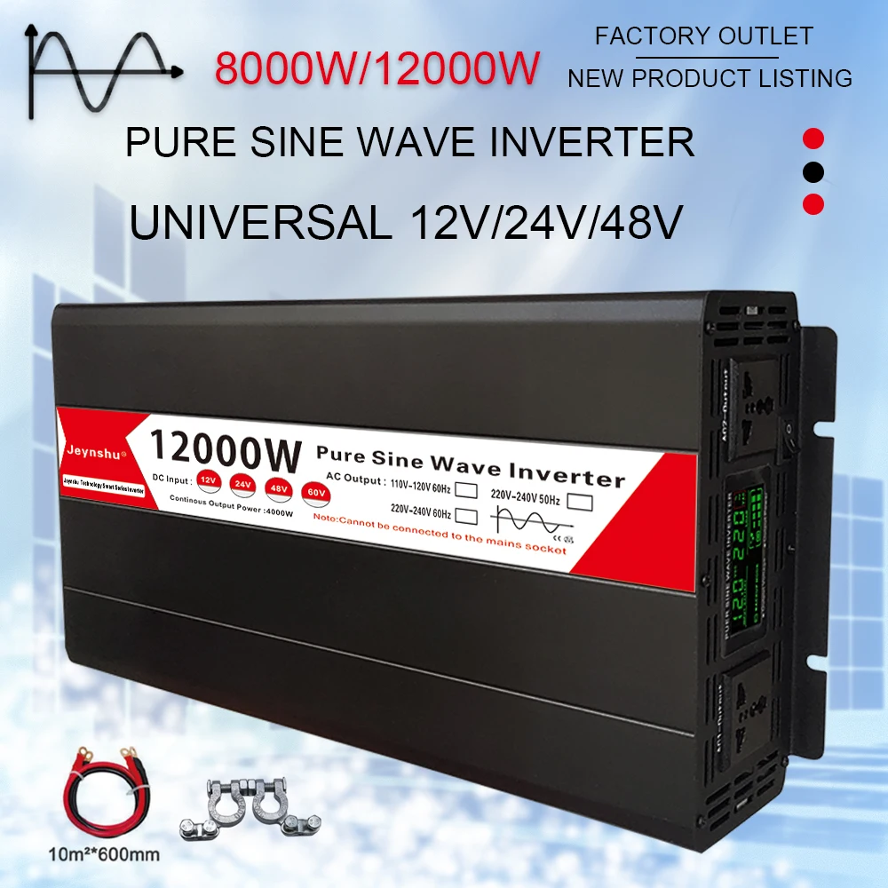 Inverter 12V 220V Pure Sine Wave 8000W 10000W DC 12V 24V 48V To AC 220V  Converter Solar Car Power Inverter Transformer Inversor