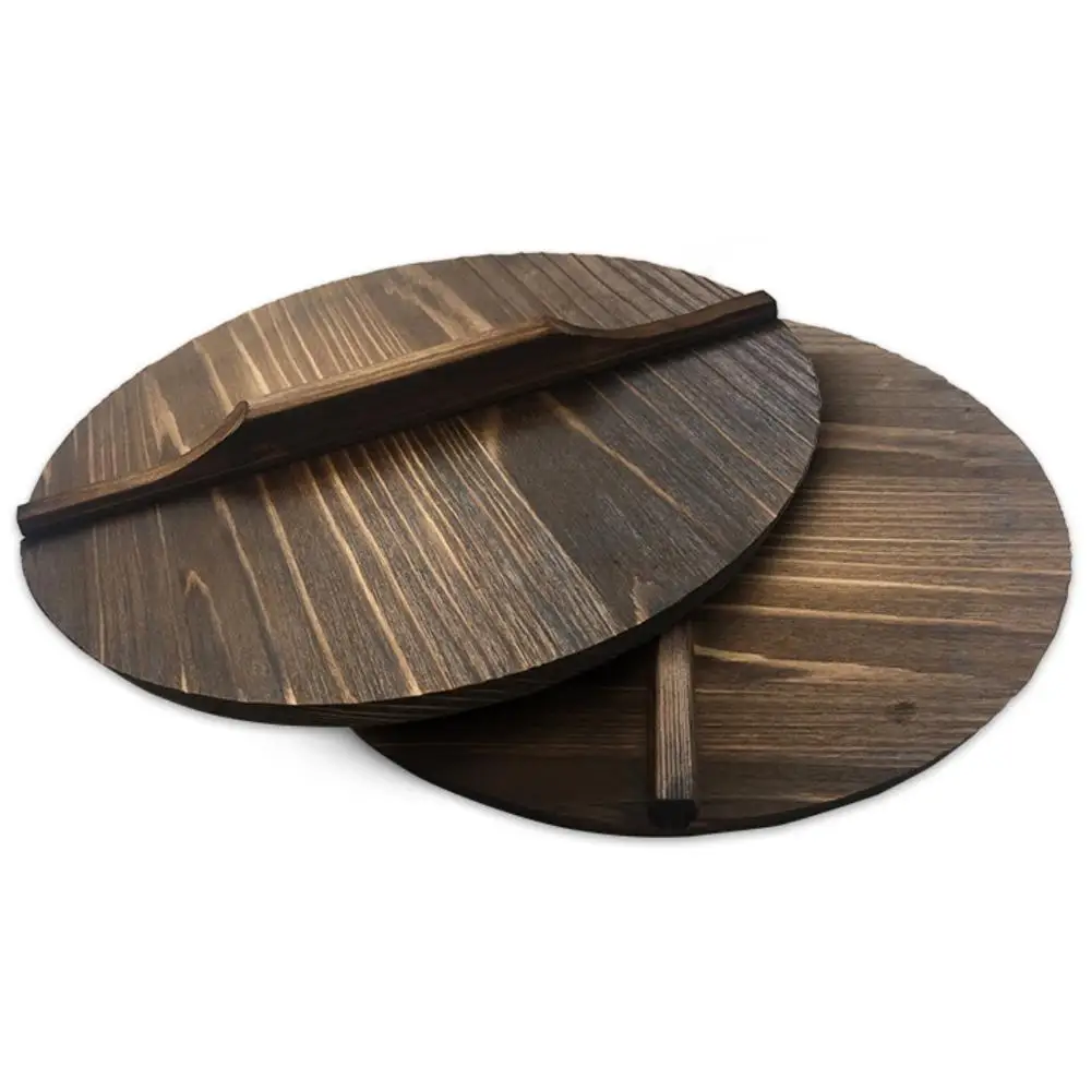 Натуральное дерево вок с крышкой/крышкой Здоровая и Защита окружающей среды