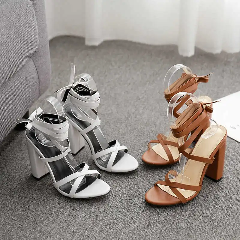 

2021 new strap Roman high heel sandals thick heel hollow sexy women's shoes