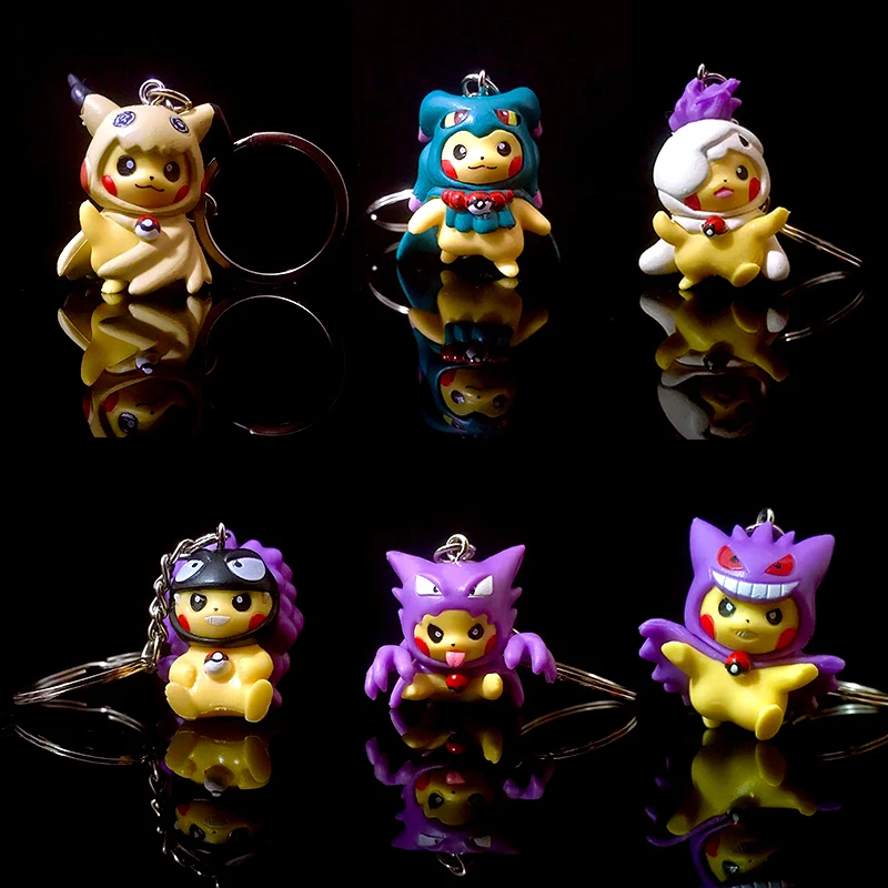 

Мультяшные экшн-фигурки покемона, игрушки, аниме модель, кулон, брелок для детей, Покемон, крест, платье, генгар, фигурка, модель, брелок, пода...