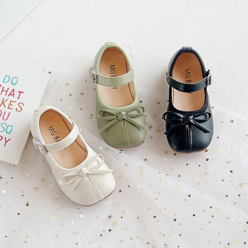 Spring Autumn Girls Princess Shoes Butterfly Mary Janes White Black Leather For Kids Flats Child Single Shoe Baby Toddlers |