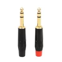 1pc 6 35mm stereo jack plug audio connector 14 solder diy audio cable adapter gold plated male plug for guitar