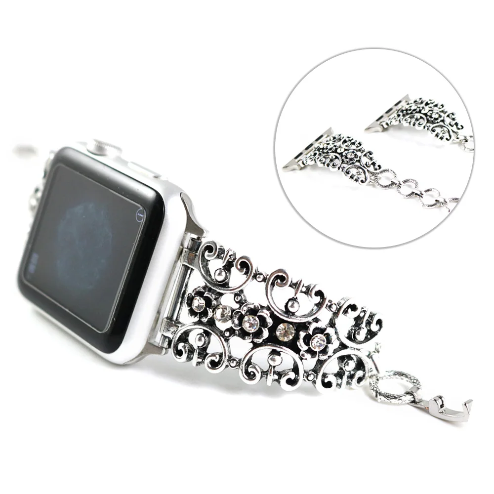 Ретро ремешок для часов женский металлический браслет для Apple Watch Band Series 5 4 3 2 1 цепной ремешок для iWatch 40 мм 44 мм 38 мм 42 мм наручный ремень
