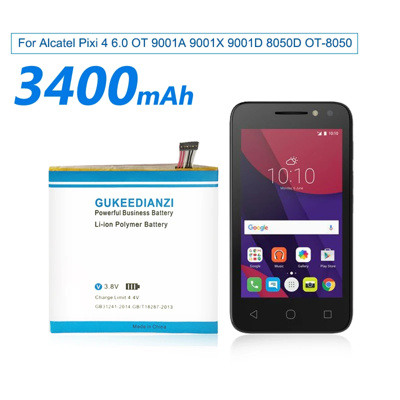 GUKEEDIANZI TLP025DC 3400 мАч сменная батарея для телефона Alcatel Pixi 4 6 0 OT 9001A 9001X 9001D 8050D 8050 литий