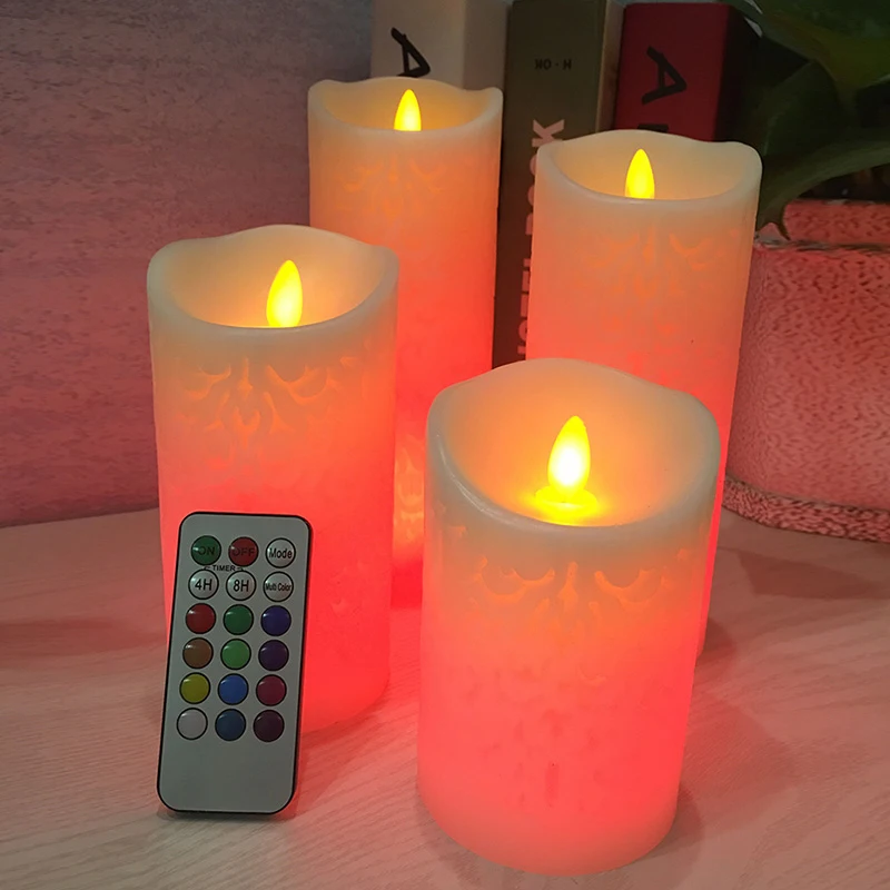 

Dancing Flame LED Candle With RGB Remote Control,Wax Pillar Candle For Wedding Decoration Christmas Candle/Room Night Light