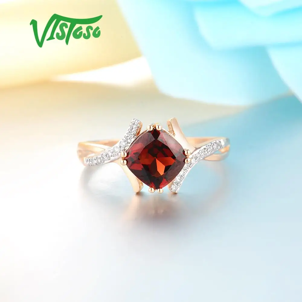 VISTOSO золотые кольца для женщин Подлинная 14K 585 кольцо из белого золота сверкающие бриллианты Небесно-Голубой Топаз Свадьба юбилей ювелирные украшения
