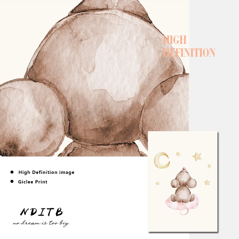 Детские настенные художественные картины на холсте Луна мультфильм животное