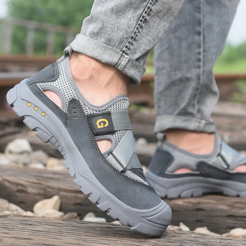 

Male Shoes Adult Safety Shoes Men Indestructible Shoes Outdoor Industrial Shoes Puncture-Proof Work Shoes Breathable Sandals