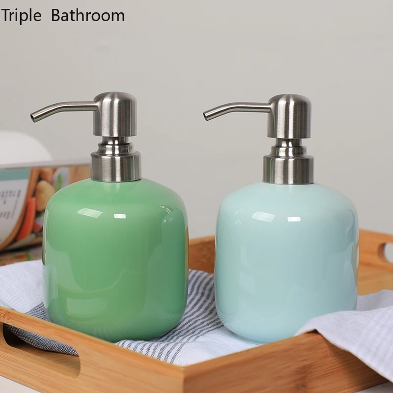 

Однотонный керамический дозатор жидкого мыла, портативный дозатор мыла для рук, органайзер для туалета