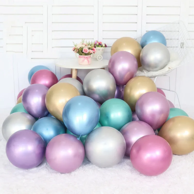 

50 шт. 12 ''Одежда высшего качества латексные воздушные шары с металлическим отливом толстых металлических хромовым сплавом для воздушных шар...