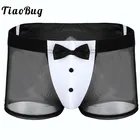 Мужские сетчатые трусы Батлер, черные трусы-боксеры с кроличьими ушками, сексуальное нижнее белье для мужчин,