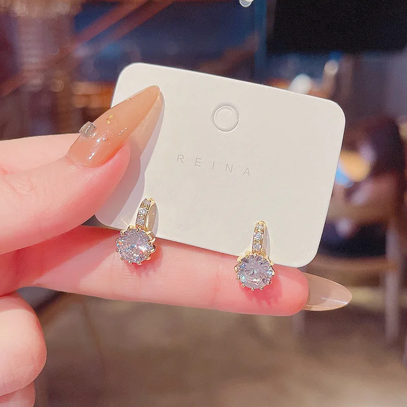 

S925 Silvers Fashion Shiny Zircon Geometric Dangle Earrings Drop Shipping Female Women's Jewelry