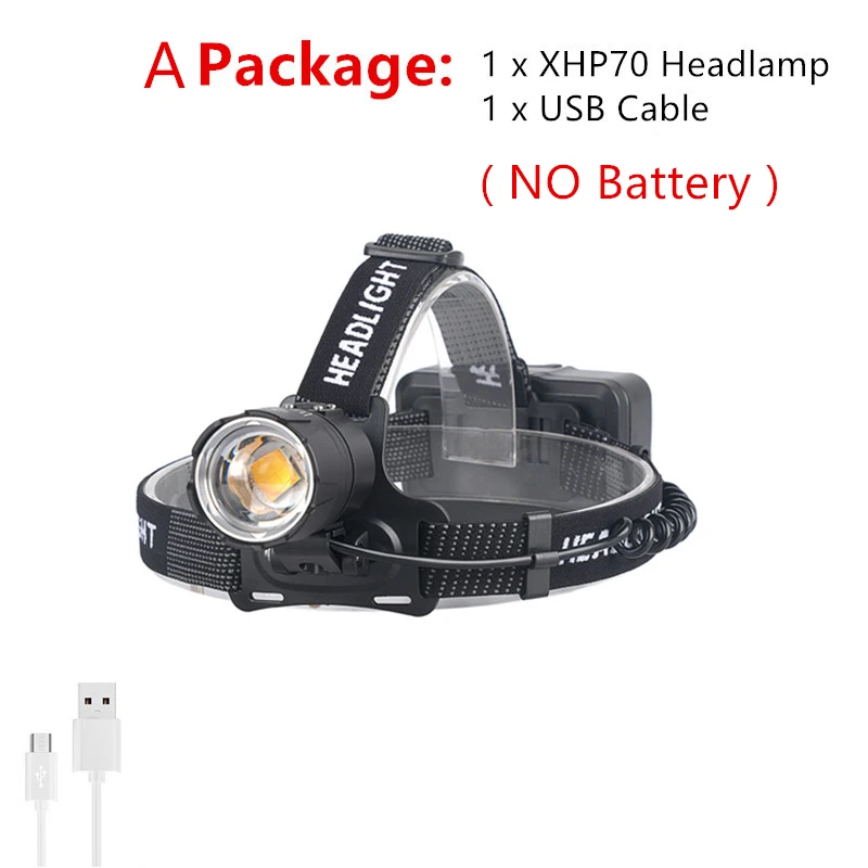 

Налобный фонарь AEFJ XHP70, 7000 лм, белый/желтый