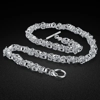fashion mens silver necklace hip hop necklace 925 sterling silver necklace 7mm53cm solid silver necklace boys fashion jewelery