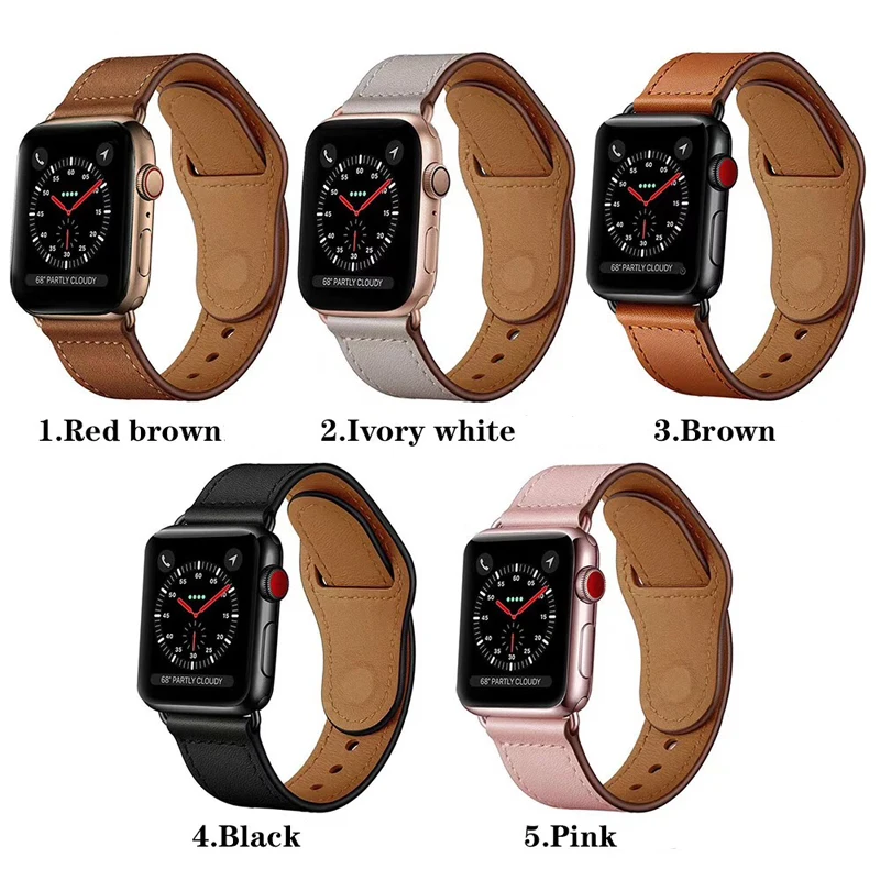 

Leather Band Loop Strap For Apple Watch 4 3 2 1 38mm 40mm , Men Leather Watch Band for iwatch 5 44mm 42mm Bracelet