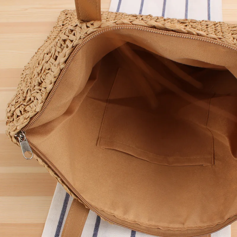 

Aaby 2021 Newest Casual Straw Shoulder Bag For Women High Qualitu Ladies Handbag Handmade Rattan Bag With PU Leather Handle Gift