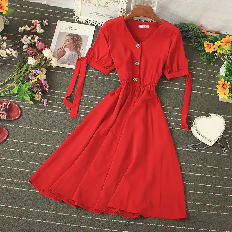 Платье женское однобортное Винтажное с пышными рукавами повседневное пикантное