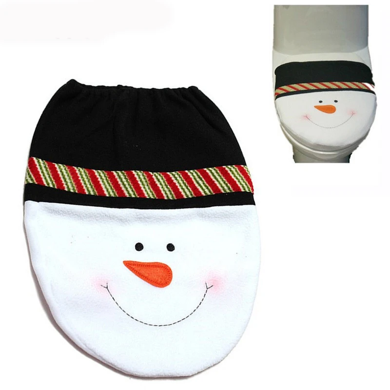 

1Pc Christmas Decorations for Bathroom Toilet Lid Cover Christmas Ornaments Snowman Santa Claus Xmas New Year Decor navidad