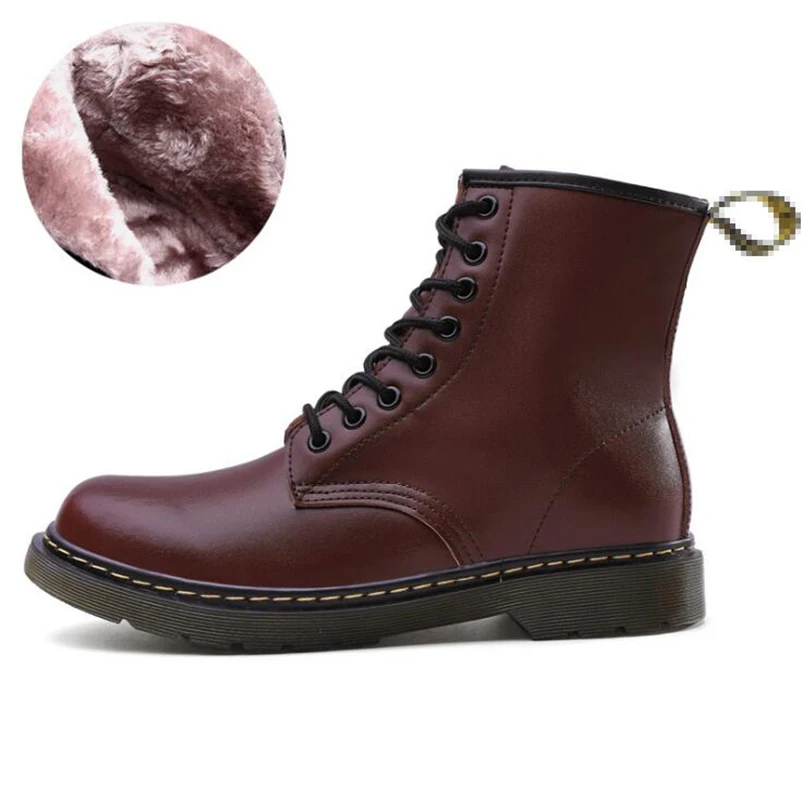 2019 Брендовые мужские зимние ботинки Martens кожаная зимняя теплая обувь