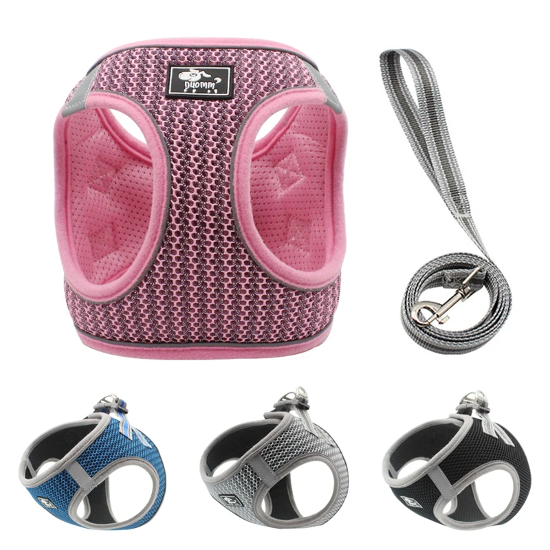 

Reflective Pet Cat Vest Puppy Dog Accessories Leash and Collar Set Dog Chain Cat Accessories Breathable Mesh Dog Harness Vest