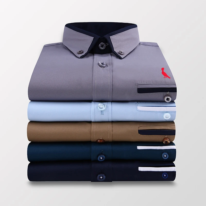 2021 Aramy reserved Camisas High Quality Men's Shirt Long Sleeve Twill Pure Color Striped Dress Business Office Casual Shirt