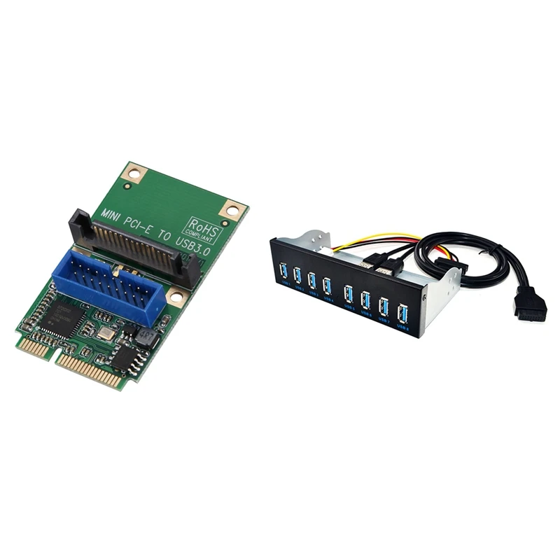 

Pci-E To USB3.0 Adapter Card To19-Pin 20Pin Expansion Card With 19 Pin To 8 Port USB 3.0 Hub CD-Rom Drive Bay Panel