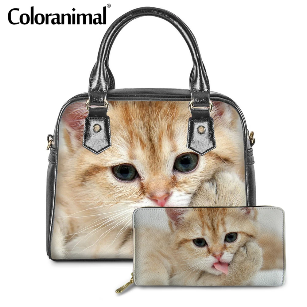 Coloranimal модная женская обувь 2 шт./компл. PU кожаная сумка на плечо тоут сумки и