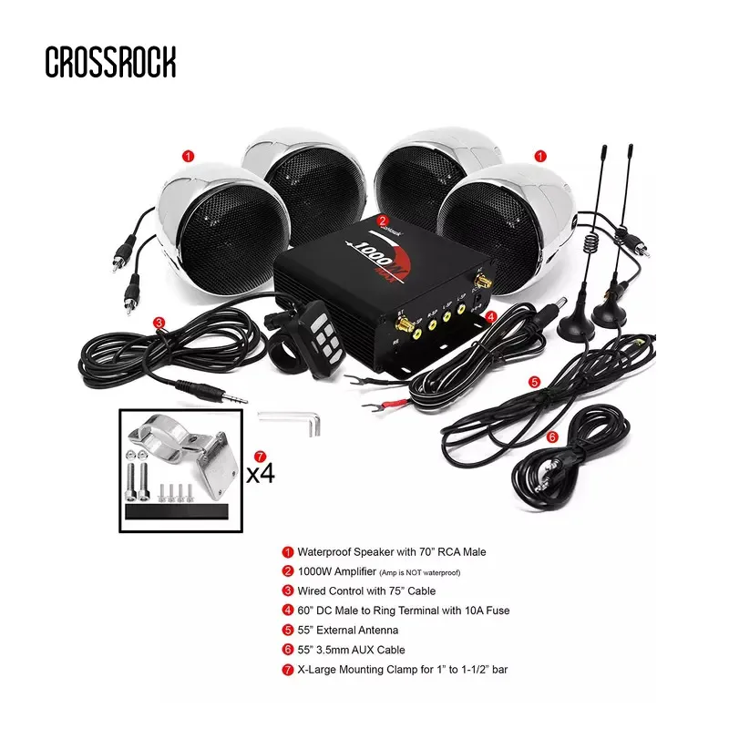 4 канала Bluetooth водонепроницаемый ATV UTV RZR мотор стерео динамики аудио FM USB SD |