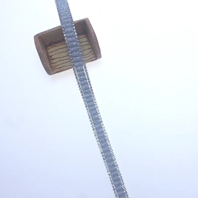 Лента для стразы 1 ярд серебристая горячей фиксации орнамент из кристаллов