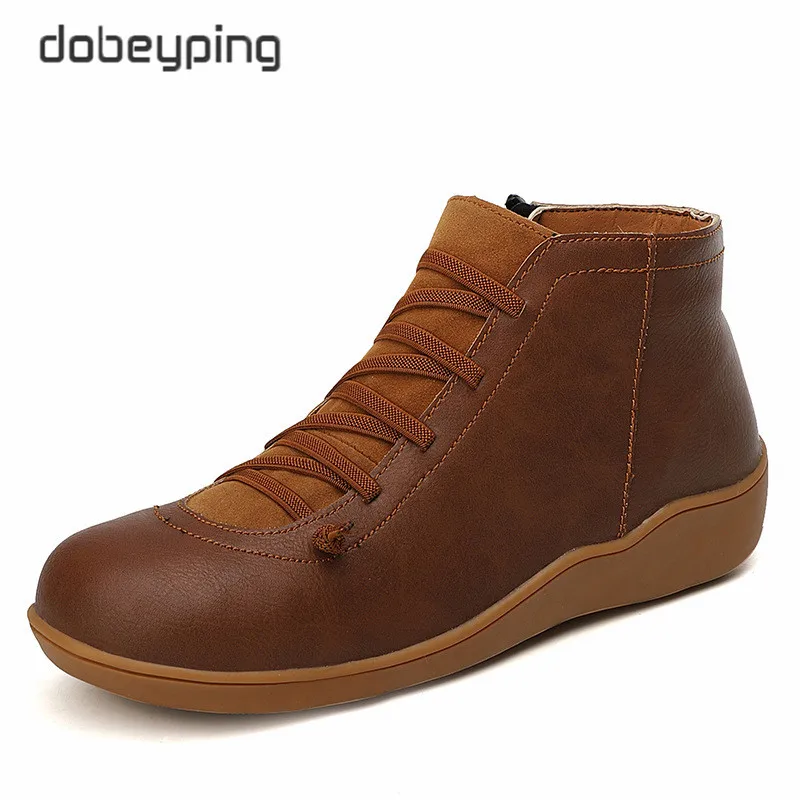 

New Women Ankle 2020 Boots PU Soft Leather Spring Autumn Shoes Woman Lace Up Round Toe Women's Boots Low Heel Female Casual Shoe