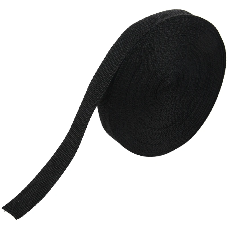 

25mmx20m Roll Nylon Tape Strap For Webbing Bag Strapping Belt Making DIY Craft - Black