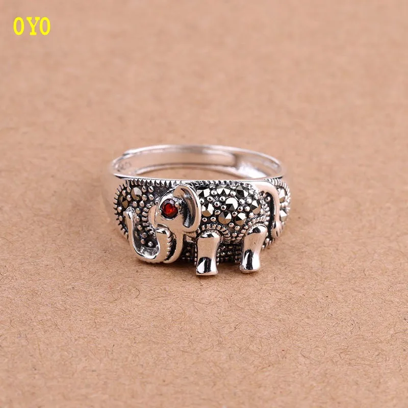 

100%S925 pure silver jewelry accessories wholesale Thailand pure manual ms elephant ring