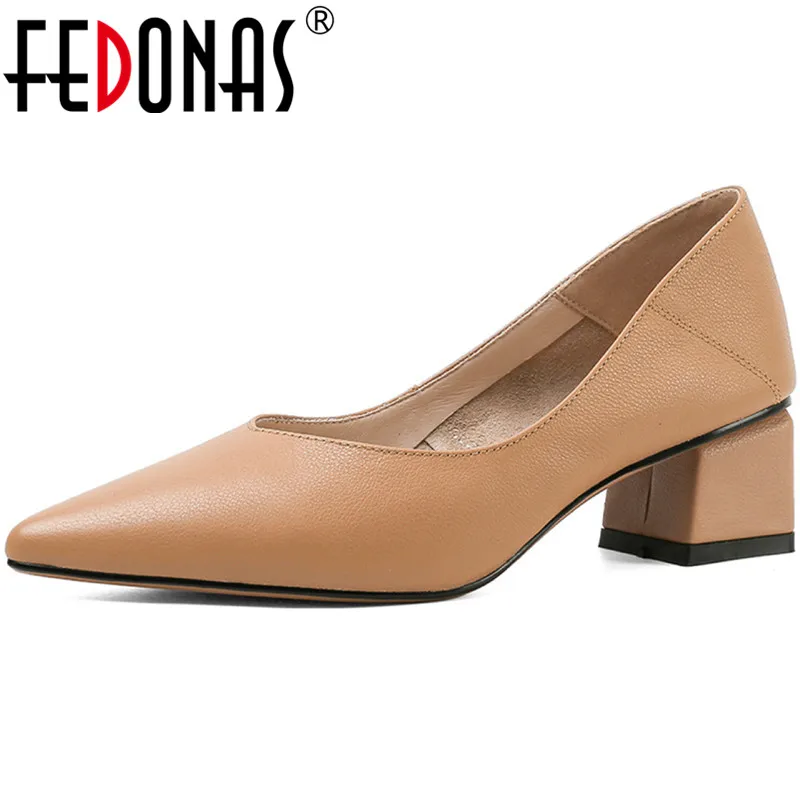 

FEDONAS/модные женские туфли ручной работы из натуральной кожи; Туфли-лодочки на толстом каблуке; Коллекция 2021 года; Сезон лето; Женская офисная...