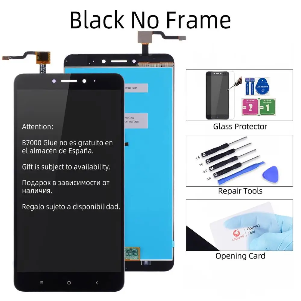 Black No Frame Дисплей для XIAOMI Mi Max 2 LCD в сборе с тачскрином на рамке Черный и белый золото - Цвет: Black No Frame