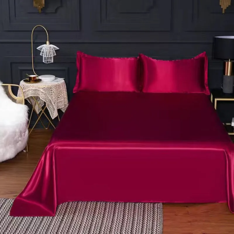 Bet Sheet 3 Pcs Solid Color Summer Bed Cover Soft For King/Queen Size Home Silk Bedding Black Bedspread | Дом и сад