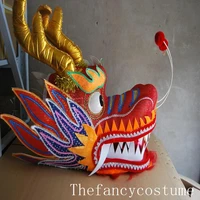 Silk Fabric Mascot costume size 5 Led lights 4 m 4 student Chinese DRAGON DANCE stage prop parade Folk Festival Costume